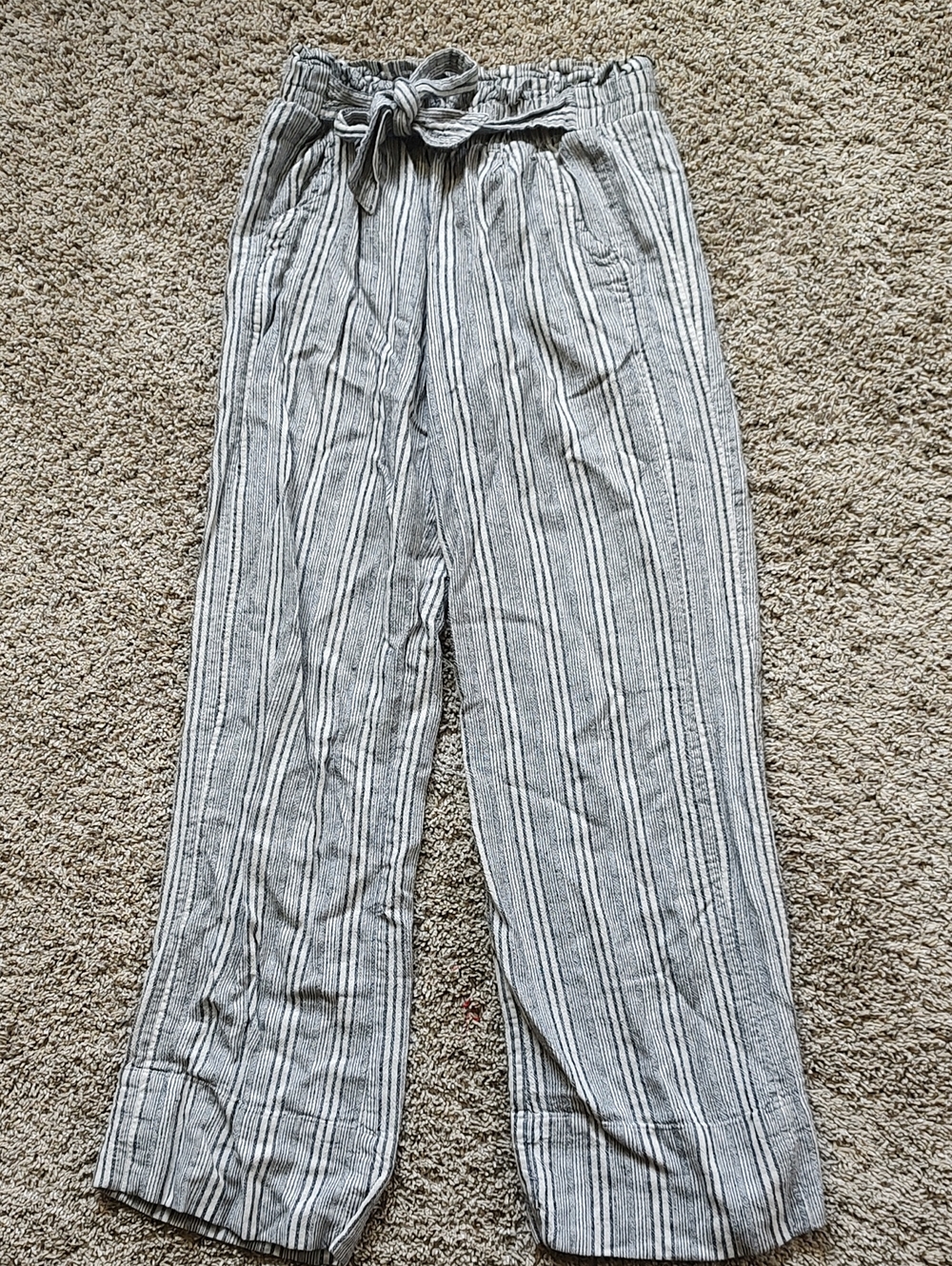 Striped Beach Pants - Blackish-blue & White